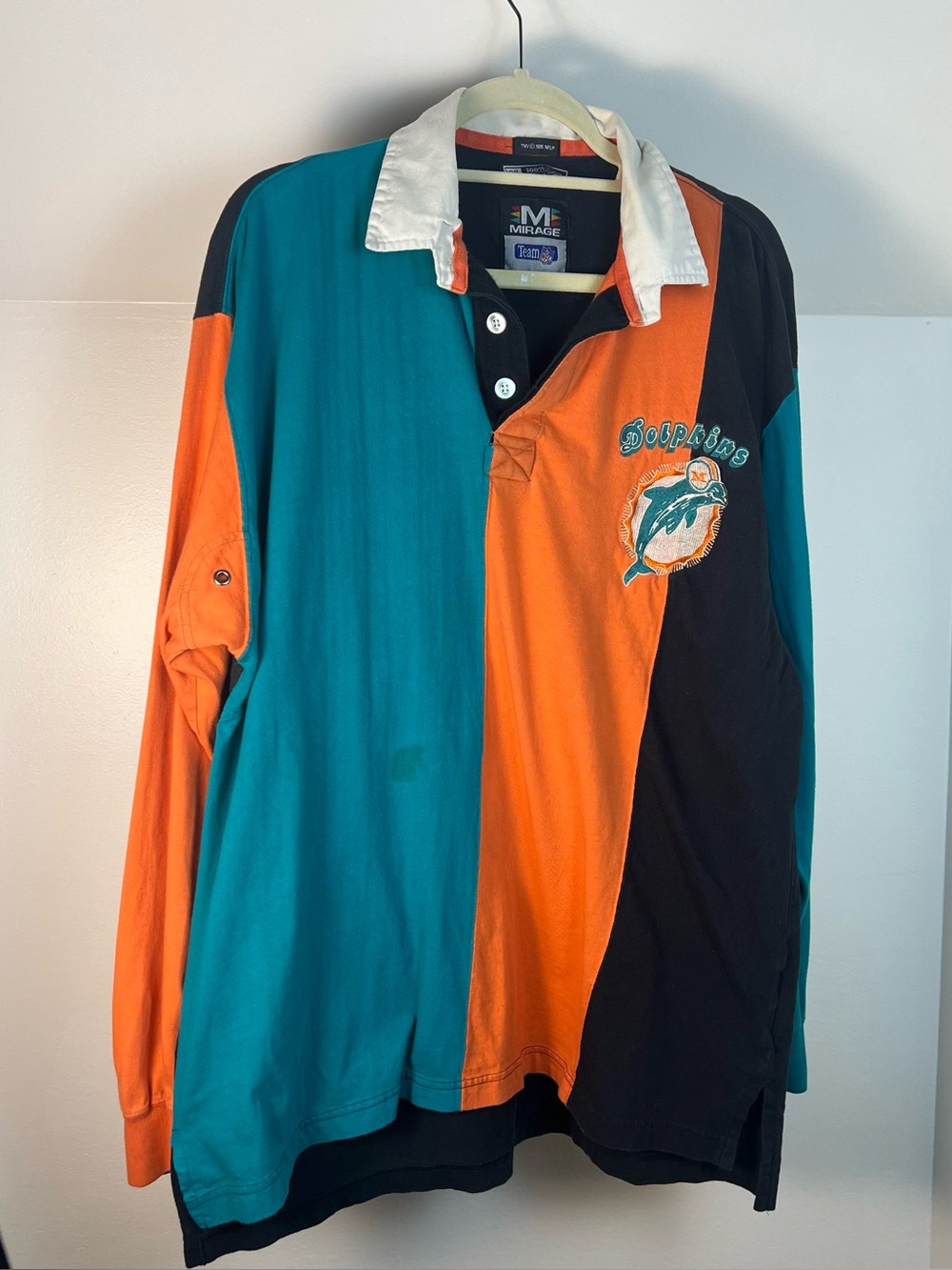 Dolphins Colorblock Rugby Shirt - Teal/Orange/Black
